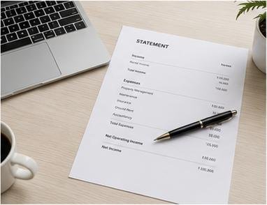 Clean rental income statement on a desk