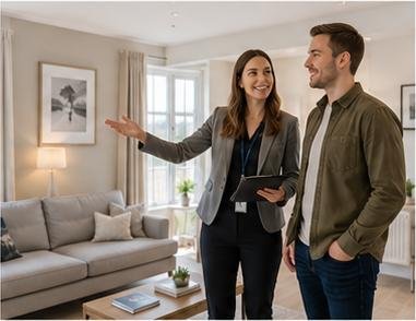 Letting agent showing property to applicant