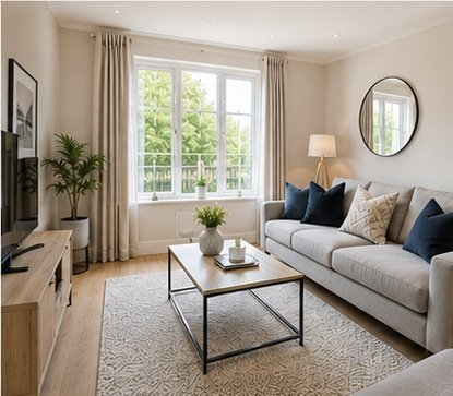 Bright professionally staged living room