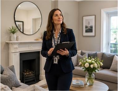 Letting agent assessing a property interior